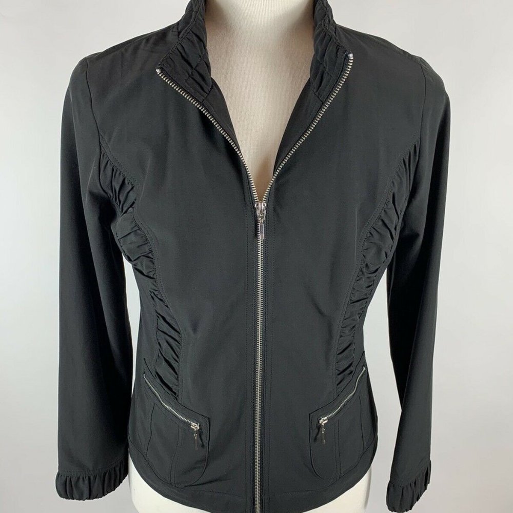 Chico's Zenergy Black Active Jacket with Pockets and Zip-Front- Small